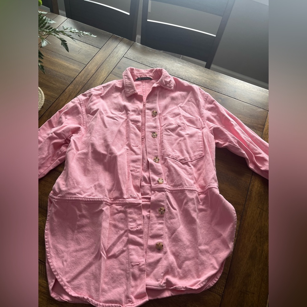 Zara oversized pink jean-type shirt/jacket
